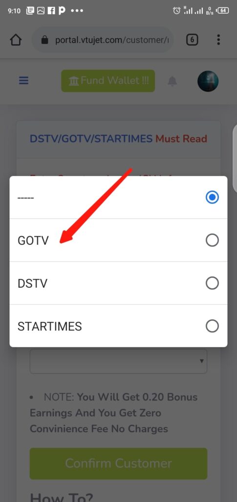 Renew Your FoTV, DSTV and Startimes Decoder Step 3